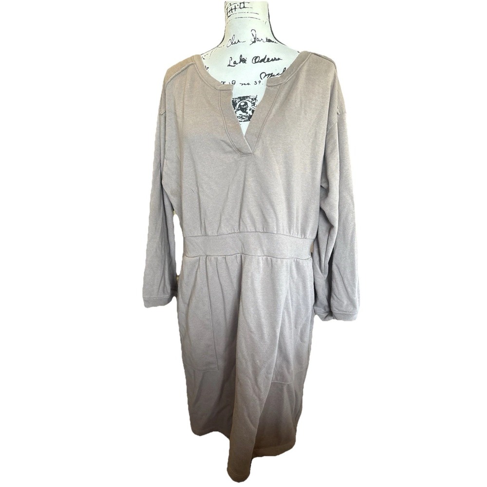 Gilli Cotton Brown Sweatshirt Dress 1X Women's Sporty‎ Athleisure Pockets